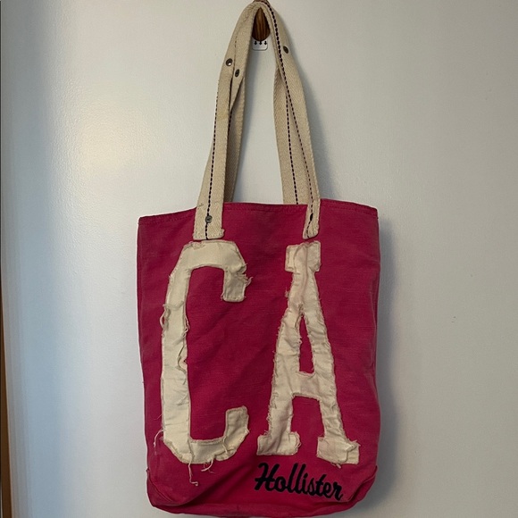 Hollister Handbags - Hollister Vibrant Pink Tote with Cream Accents